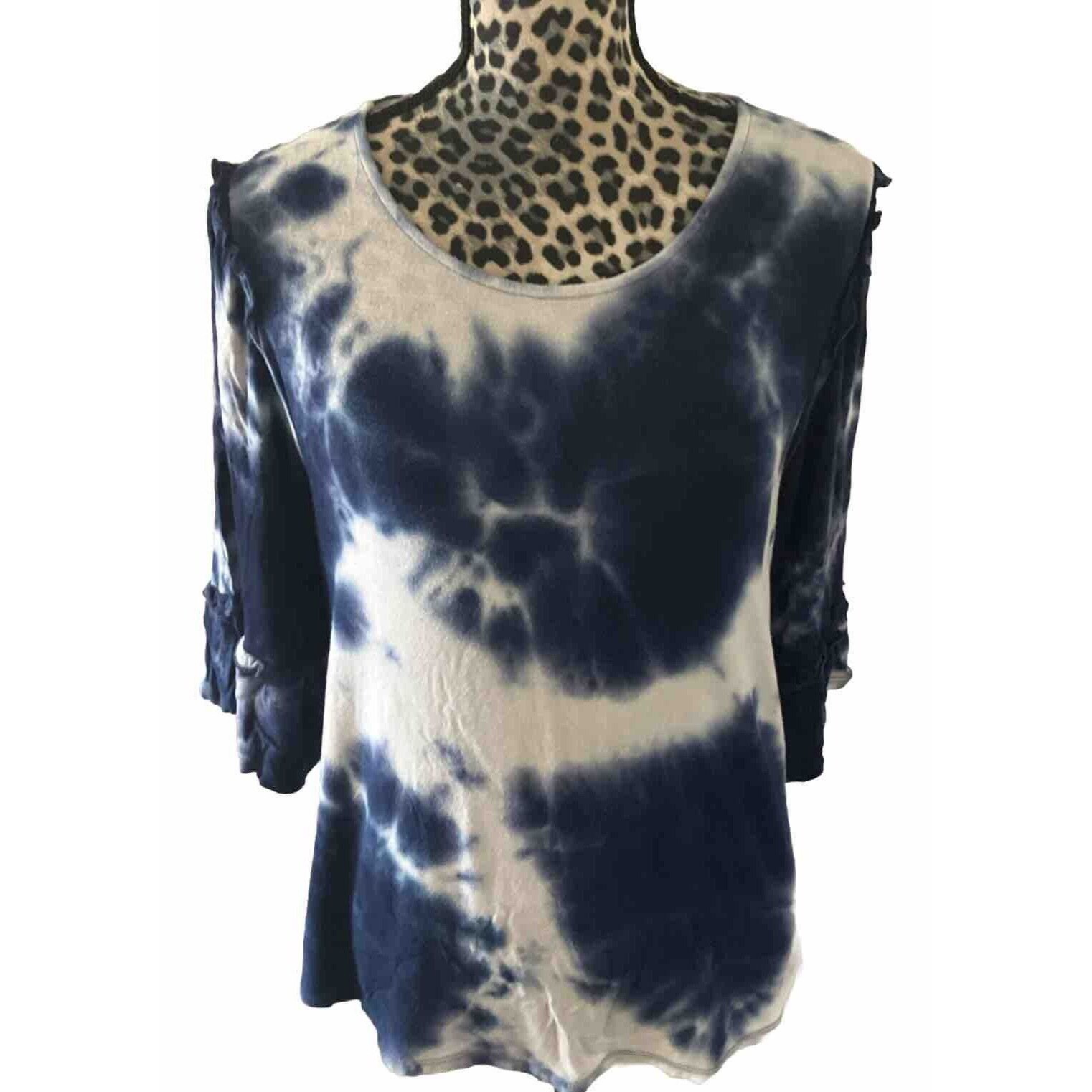 Dept 222 Brand Blouse Top Size Large Sleeveless Tye Dye Blue Boho Hippie